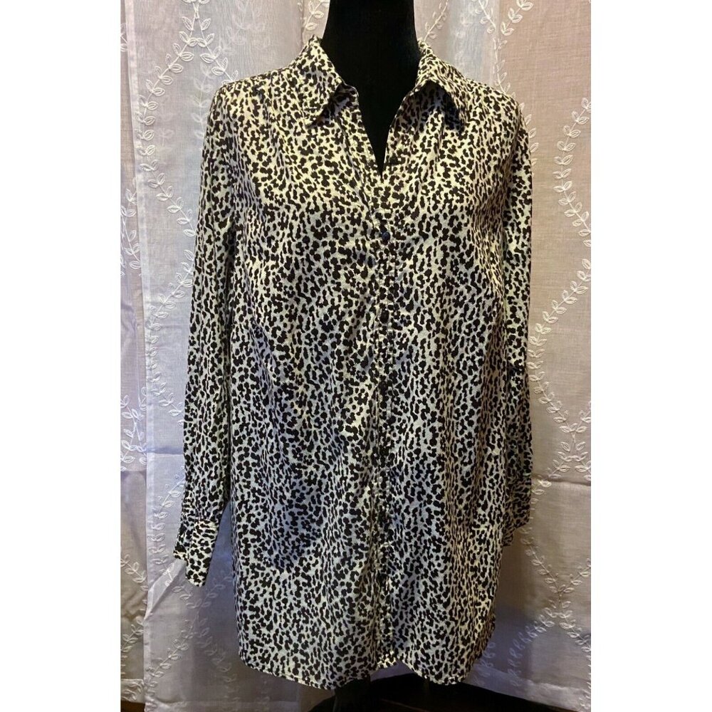 Avenue Womens cotton print blouse, Black/white print, Size 18/20